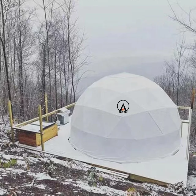 Barraca de cúpula geodésica de bola de acampamento com capa de PVC à prova d'água de inverno para hotel ao ar livre