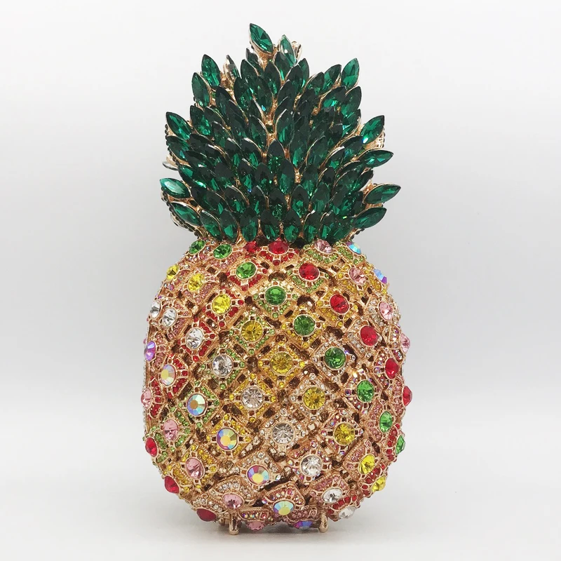 

Iridescent Pineapple shape Rhinestone Evening Clutch Fruit Party Banquet Fully Rhinestone Handheld Bag Diamond Woman