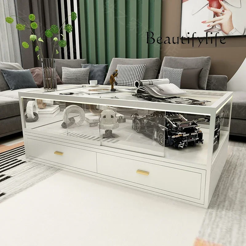 

2025 living room household coffee table tempered glass coffee table acrylic transparent Lego display coffee table