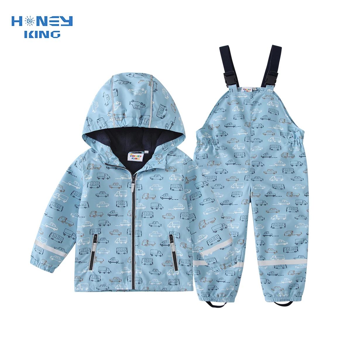 HONEYKING Children\'s Clothing Sets Raincoat Suit Baby Waterproof Overalls Pants Girls Jumpsuit For Kids Jacket And Trousers Set