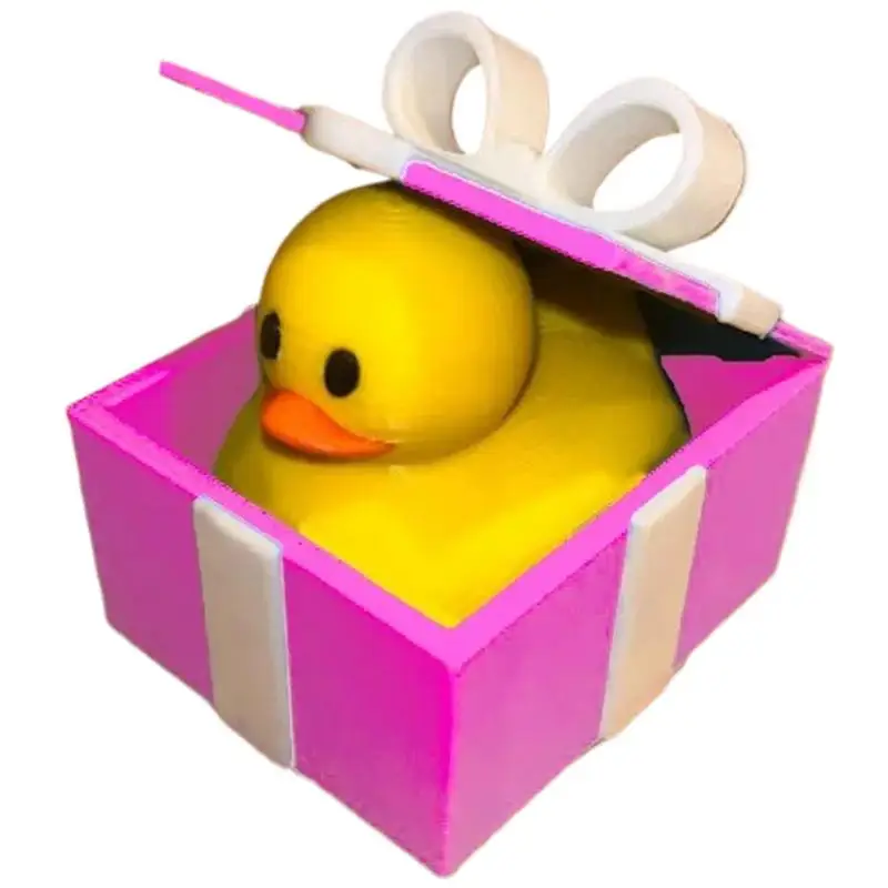 Cute Duck Figurine Holiday Duck In Box Decoration 3D Printed Christmas Duck Desktop Animal Decoration Figurine For Holiday