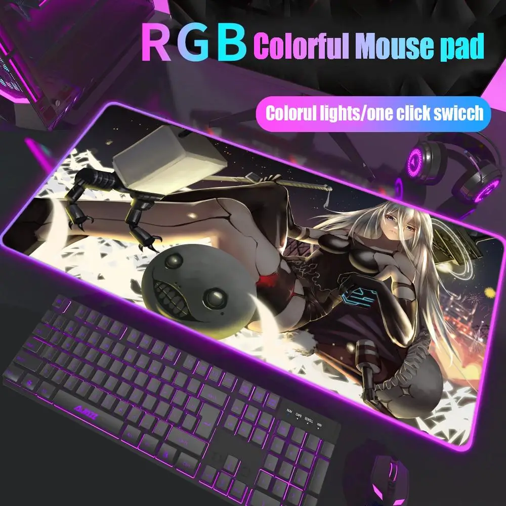 

A2 Nier Automata Mouse Pad Gamer Rgb Desk Mat Back Light Led Mousepad Setup Gaming Accessories Deskmat Big Mousepad Backlight