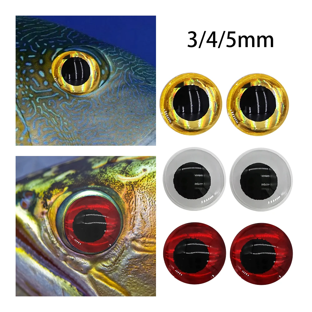 Yeux de leurre de pêche œil de poisson pour la mouche attachant des autocollants holographiques 3D, accessoires professionnels, 3mm, 4mm, 5mm, 500 pièces