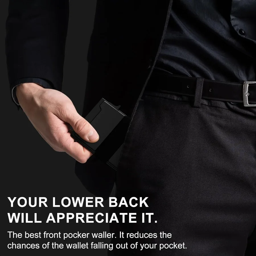 Smart Card Wallet for Men Slim: Minimalist Wallet For Men RFID Blocking Pop Up Front Pocket Wallet Metal Wallet 11 Card Holder