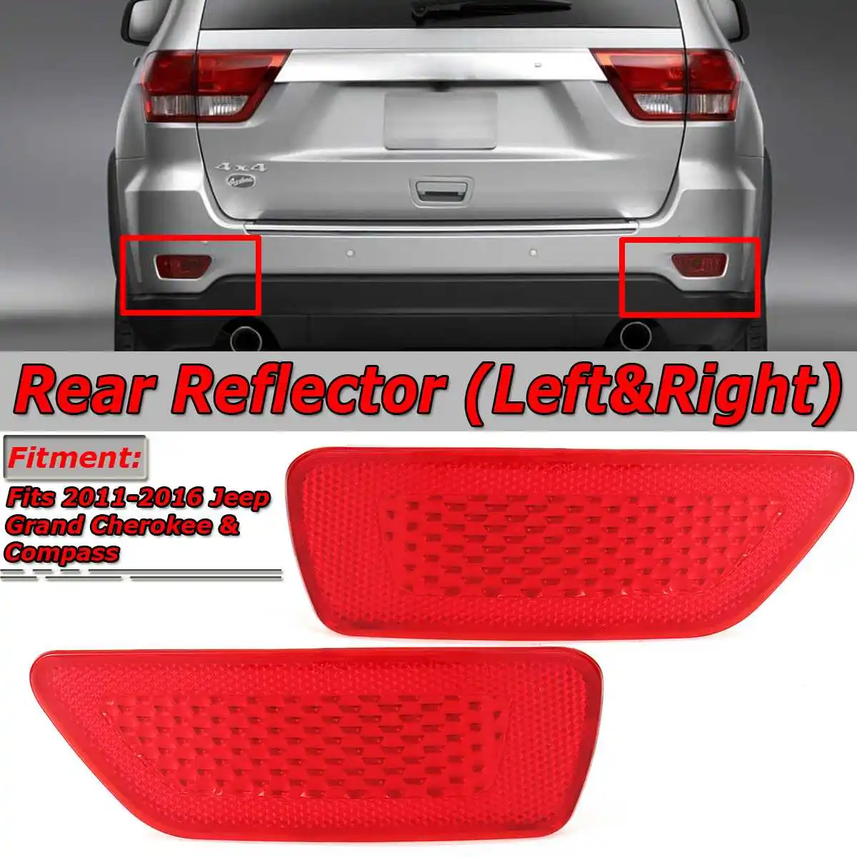 Car Side Red Rear Bumper Reflector Light Lamp For Jeep Grand Cherokee Compass 2011-2016 Rear Reflector 57010721AC 57010720AC