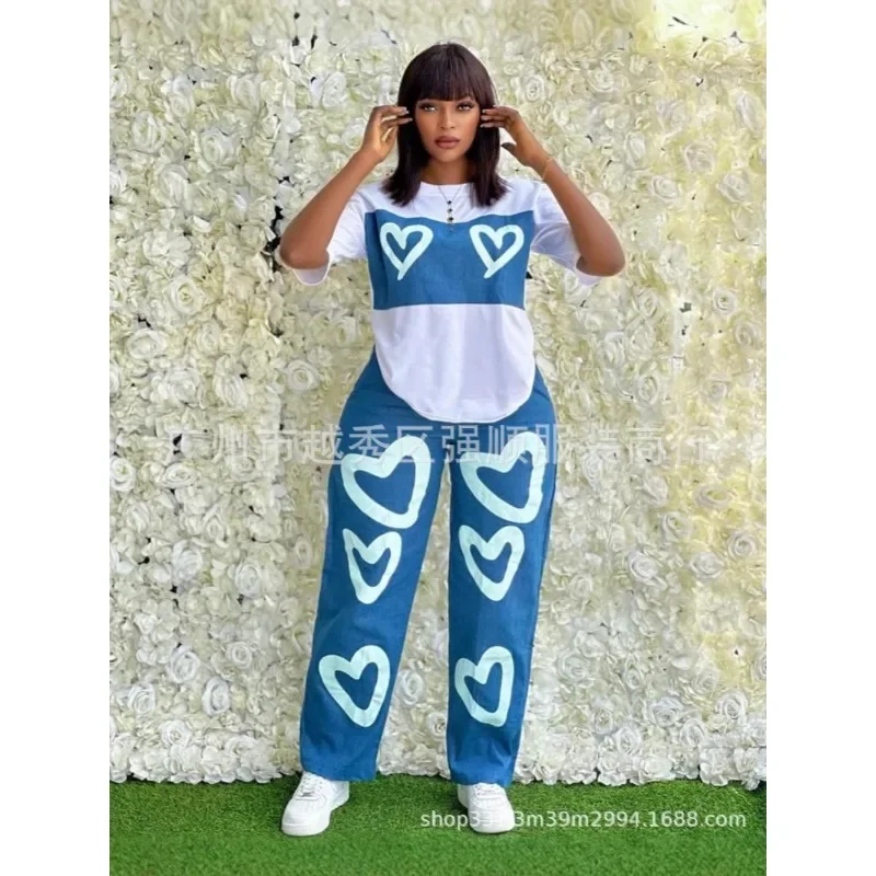 2 Piece Women Sets Dashiki African New Arrival Spring Summer Matching Sets Two Pieces Sets Top Pants Suits Outfits Clothing