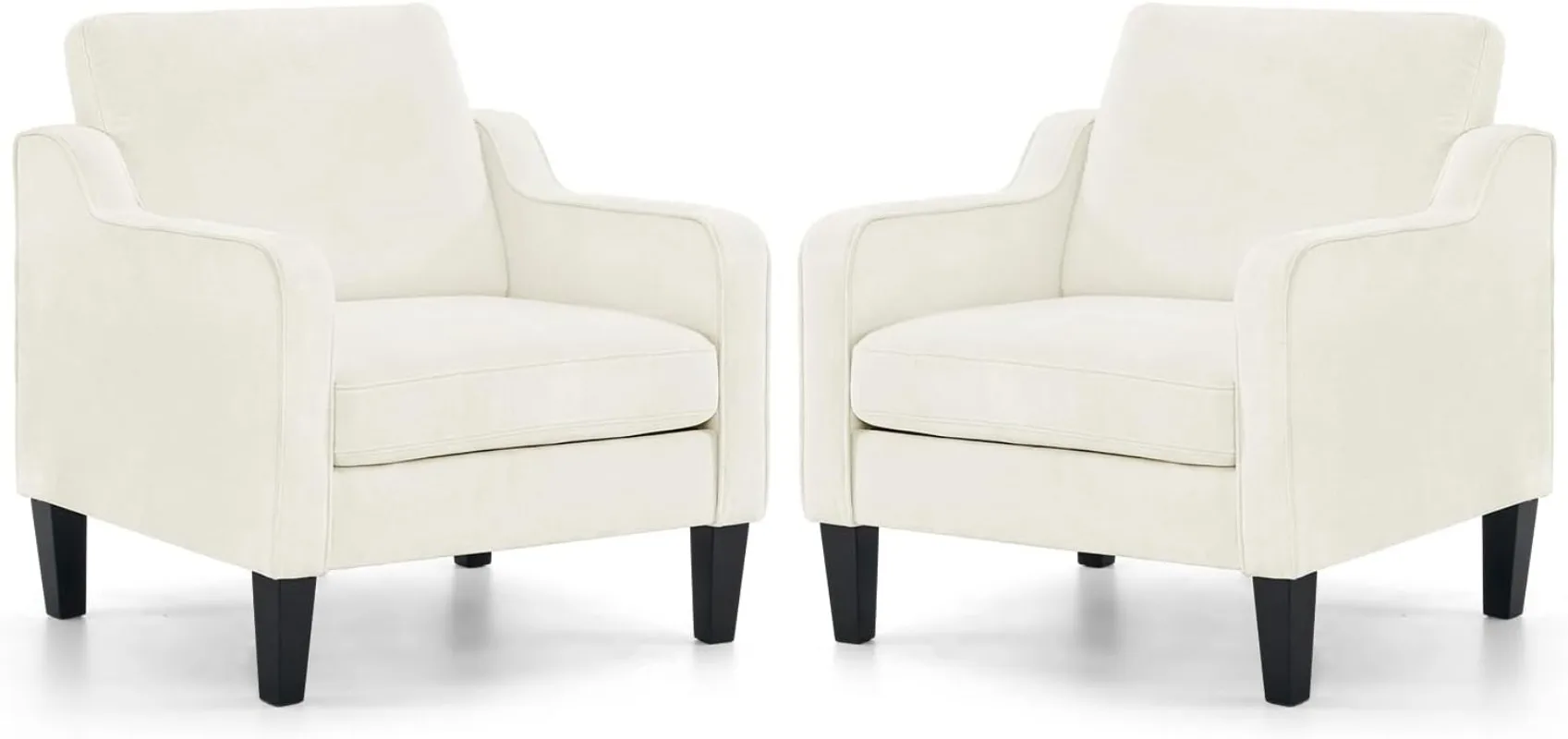 Accent Chairs for Living Room Arm Chairs Set of 2 Side Chair for Bedroom, Play Room, Apartment, Office (Creamy White)