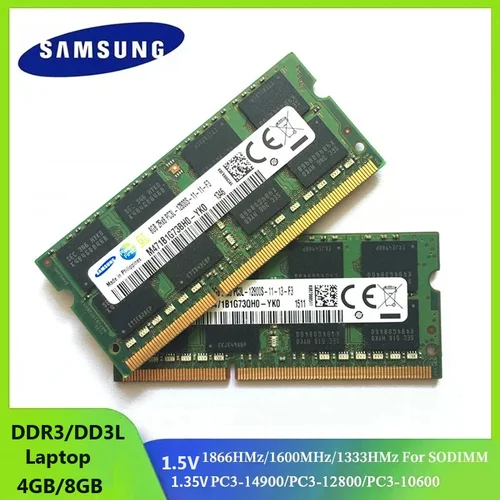 Imagen 1 del producto 1/2 Uds SAMSUNG Laptop Ram DDR3 DDR3L 8GB 4GB 1333Mhz 1600Mhz 1866Mhz SODIMM PC3-10600 12800 14900 Notebook 1,35 V PC3 RAM Memoria