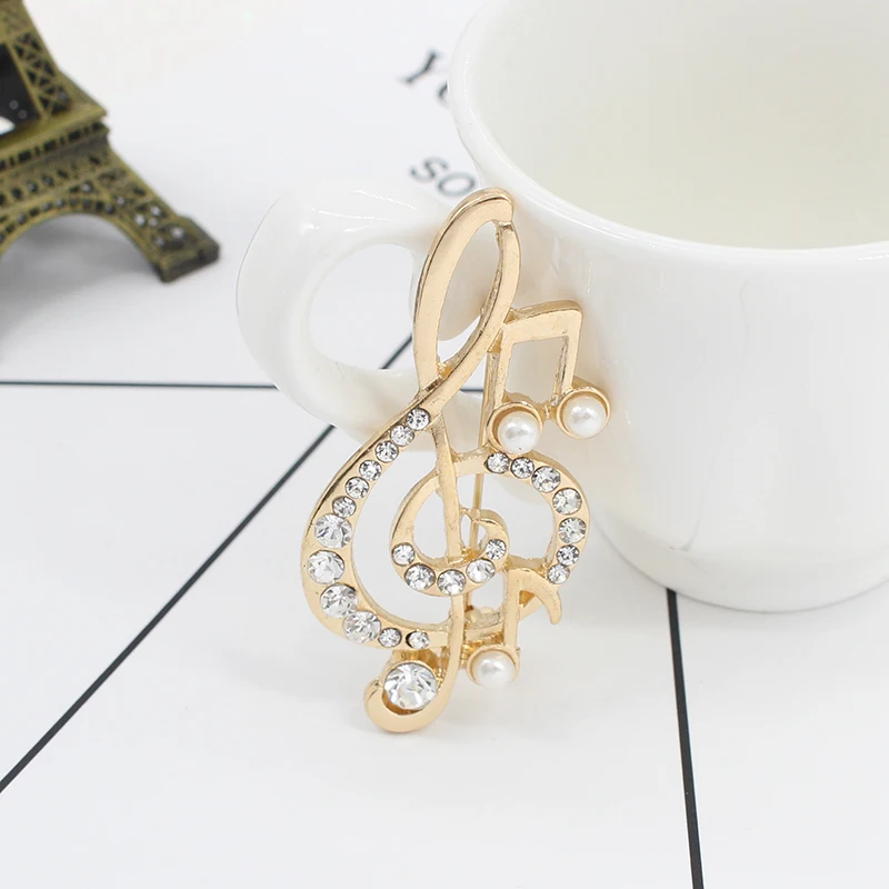 1Pc Fashionable Musical Note Brooch, Trendy Elegant Collar Pin, Ladies' Exquisite Jewelry Accessories, Christmas Party Gifts