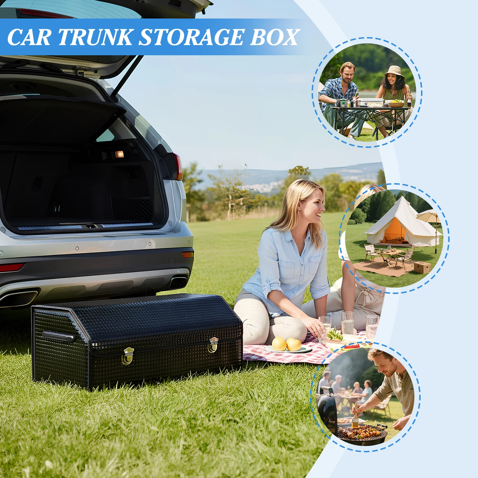 

Органайзер для багажника автомобиля, большой вместительный многофункциональный кожаный складной ящик для хранения инструментов и принадлежностей, для экстренного хранения