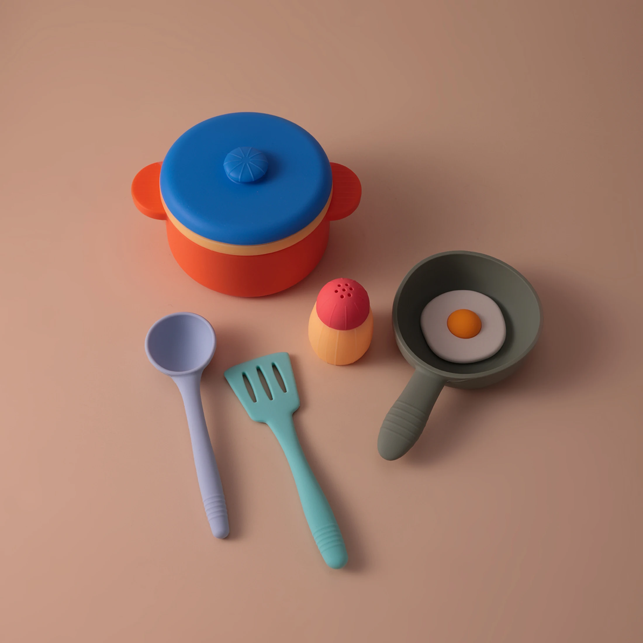 Color Kids 8PCS Baby Silicone Tableware Set Toddler Feeding Utensils BPA Free Training Plate Bowl Spoon Fork Kitchen Toys