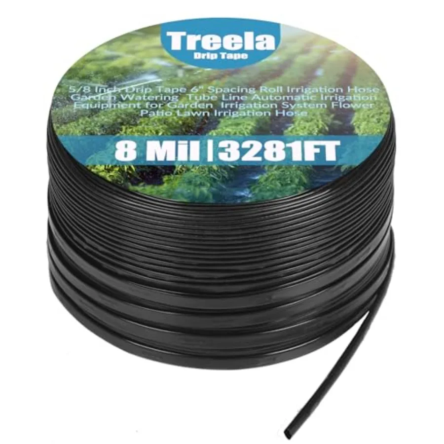 

Лента капельного полива 3281 фут (5/8 дюйма), 6 отверстий, рулон 8 мил, шланг для автоматической системы полива сада