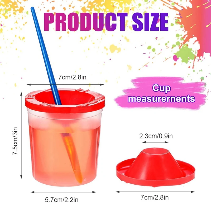 蓋付きペイントカップ 24 パック - こぼれないペイントウォーターカップ、塗装用の再利用可能なこぼれ防止ペイントカップ、(4 色)