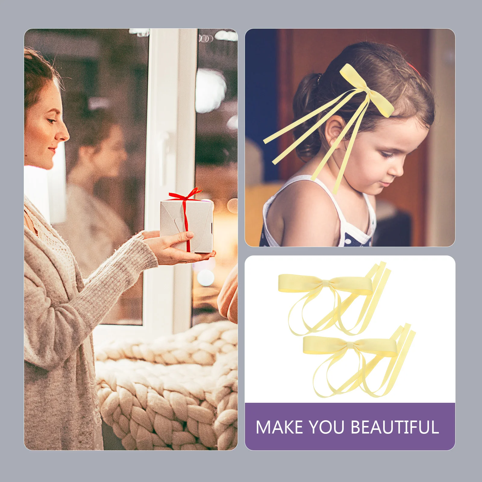 

2pcs Bow Hairpin Pcs Women Girls Accessories Claws Women Hair Accessories Clips Hair Bows Long Lace Lightweight Metal Design