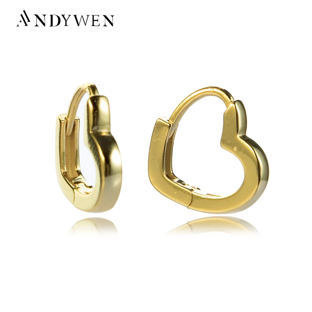 

Женские кольца с простым сердцем ANDYWEN, кольца из стерлингового серебра 925 пробы, маленькие хугги, Модные Простые Ювелирные украшения в стиле рок/панк, 8 мм, 2020