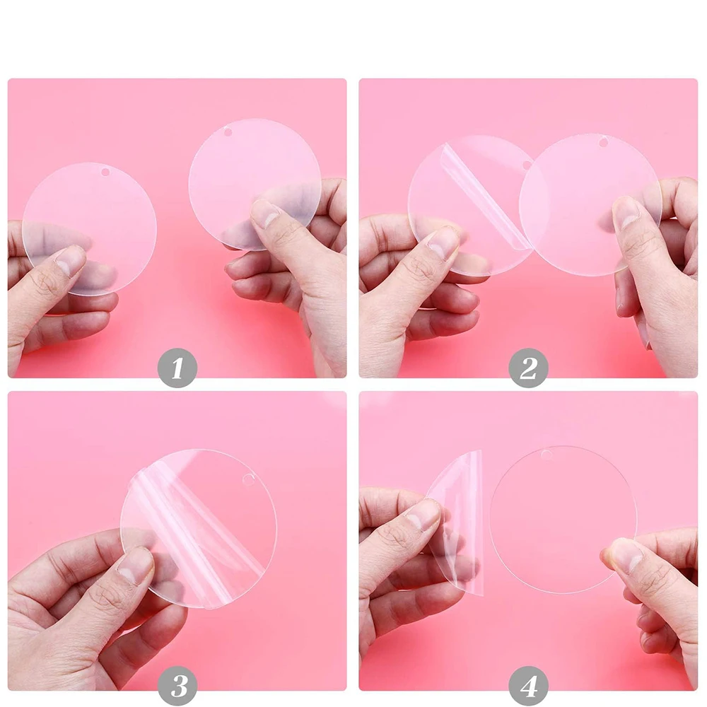 10pcs Acrylic Keychain Blanks Ornament Acrylic Blanks Keychain Bulk Clear Acrylic Round with Hole for Engraving DIY Projects