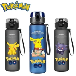 Taza de agua de Anime Pokémon Monster, vaso de plástico portátil de gran capacidad para deportes al aire libre, Ash Ketchum, Pikachu, Gengar, regalo, 560ML