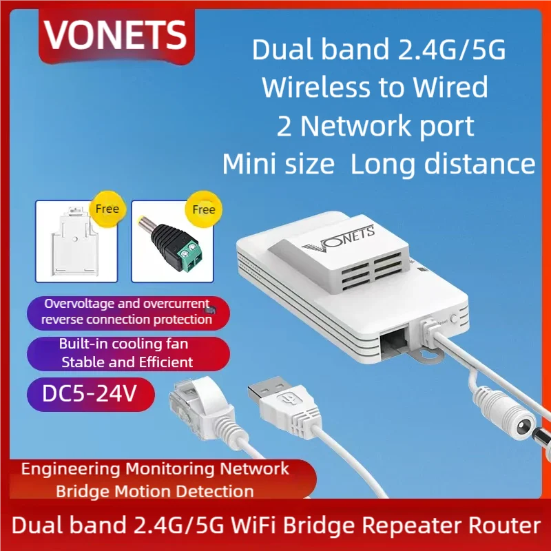 Vonets-デュアルバンドwifiシリアルポートサーバー,ブリッジリピーター,ワイヤレスルーター,wifi拡張機能,医療機器用rs232,VAP11S-D232