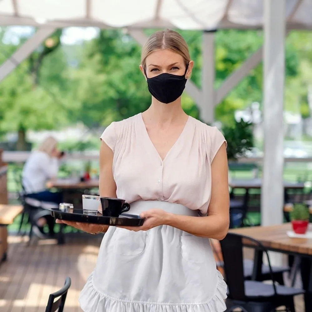 With Pockets Half Apron Frill Hem Ruffled Design Maid Apron Princess Style Adjustable Waist Kitchen Apron Restaurant Serving