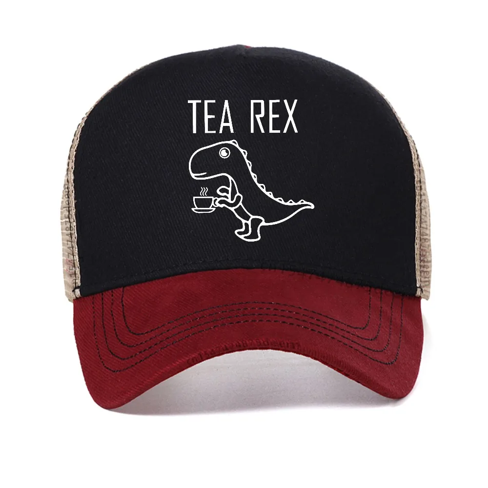 

Men's Tea-Rex Dinosaur Printed mesh baseball cap Breathable Unisex Fun Quirky Style sun hat adjustable sports trucker hats