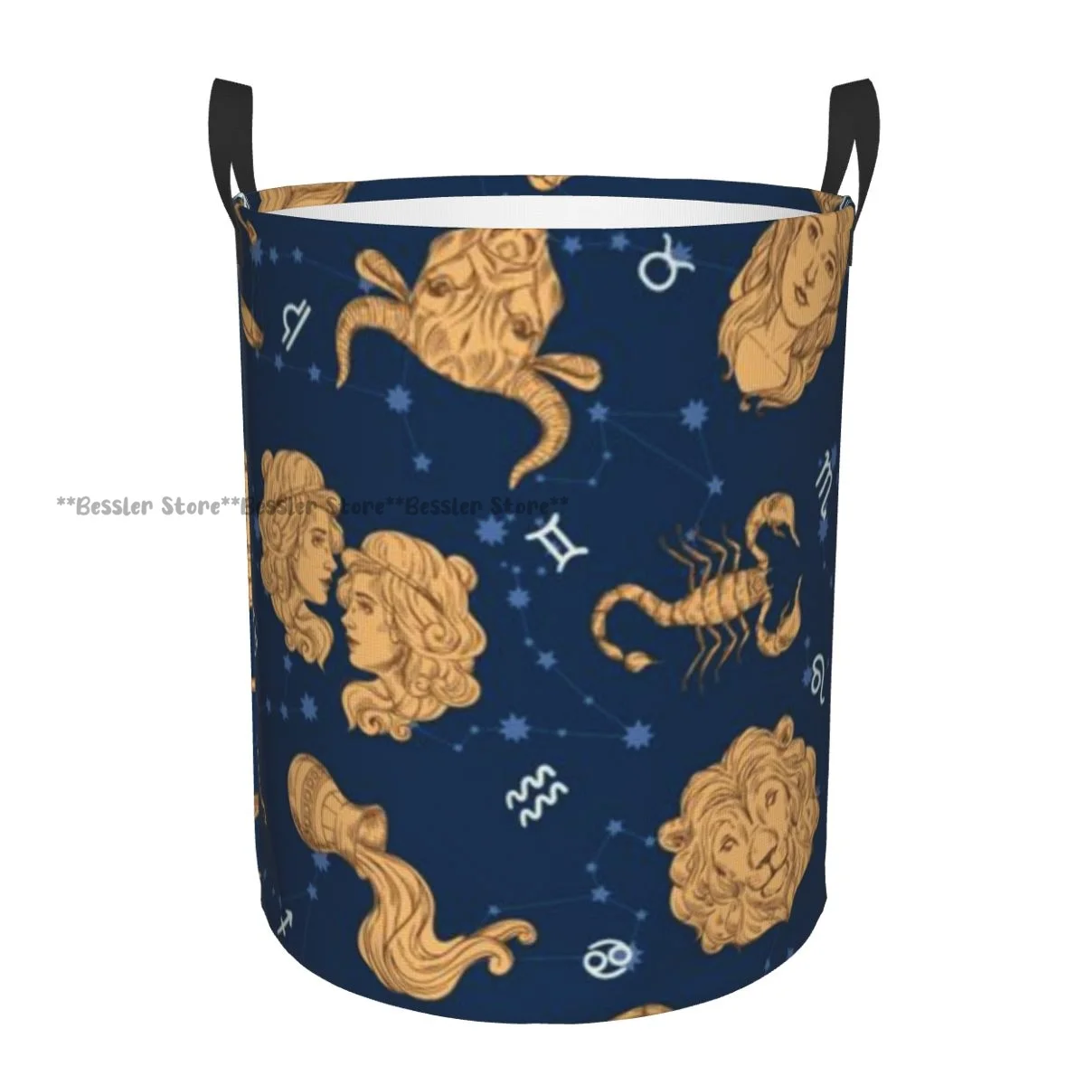 Folding Laundry Basket Zodiac Constellations Dirty Clothes Storage Bucket Wardrobe Clothing Organizer Hamper