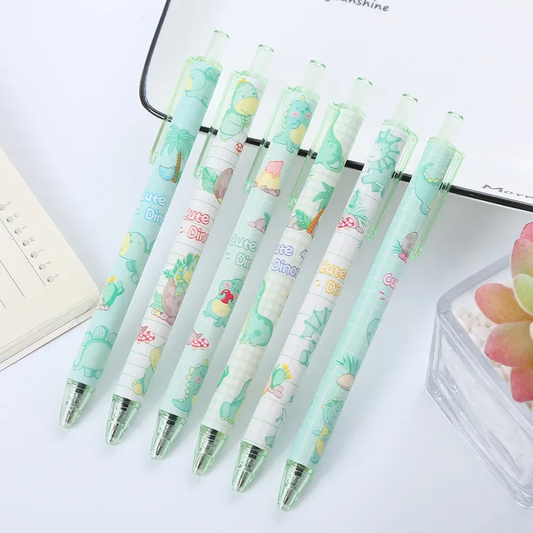 30pcs  Happy dinosaur press pen green healing Department press neutral pen student stationery office water-based signature pen