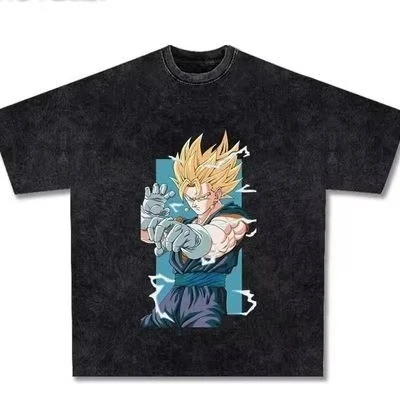 

Винтажная футболка унисекс с принтом Dragon Ball, с эффектом потертости, повседневная, из хлопка, свободного кроя, с коротким рукавом, в стиле стритвир, лето 2026