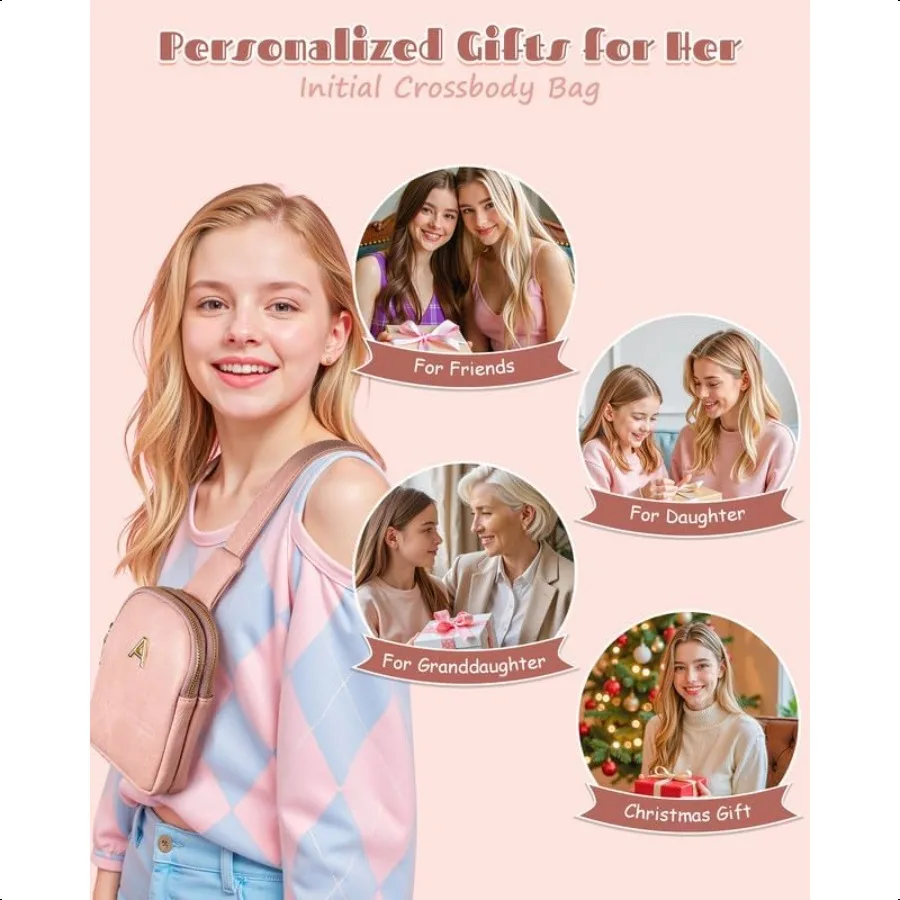 Presentes para meninas de 8 9 10 11 12 13 14 15 16 anos Bolsa tipo estilingue personalizada com alça ajustável Mini bolsa crossbody leve T