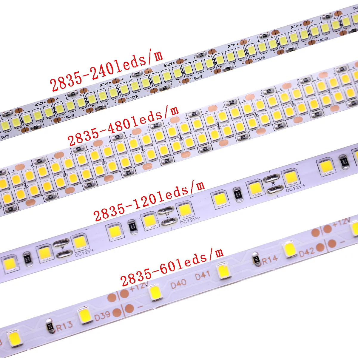 Striscia LED 2835 SMD 240 LED/m 5M 300/600/1200 LED DC12V Nastro flessibile ad alta luminosità LED Nastro luminoso Bianco caldo/Bianco freddo