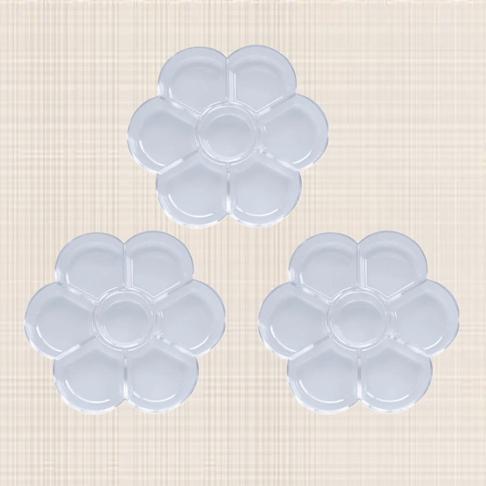 

3Pcs Portable Plum Shaped Paint Tray Plastic Transparent for DIY Craft Professional Art Painting