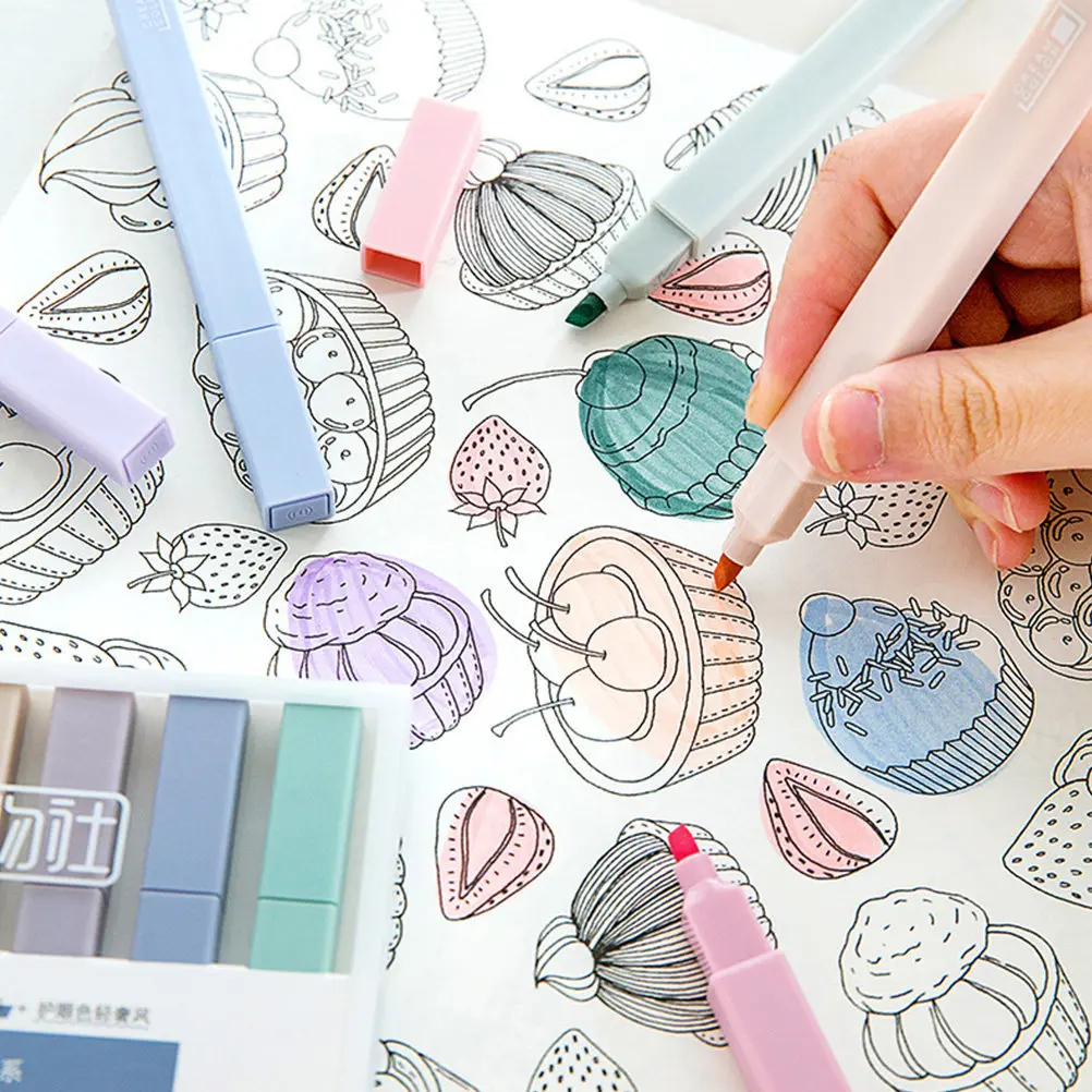 

6pcs Colorful Highlighter Pens Large Capacity Fast Drying Smooth Writing Plastic Markers For Office School Study Note Taking