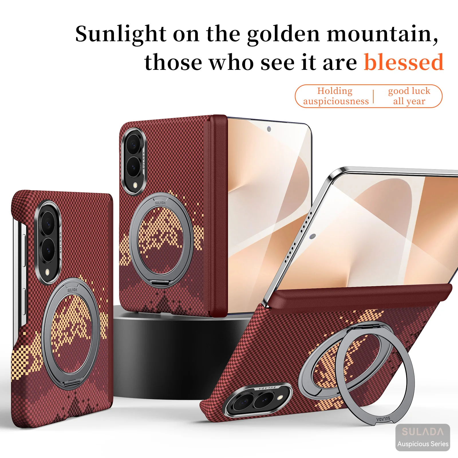360 Rotating Magnetic Stand Textured Skin Feel Case for Samsung Z Fold 8 7 Wide Shockproof  Magsafe Metal Lens Protector Cover