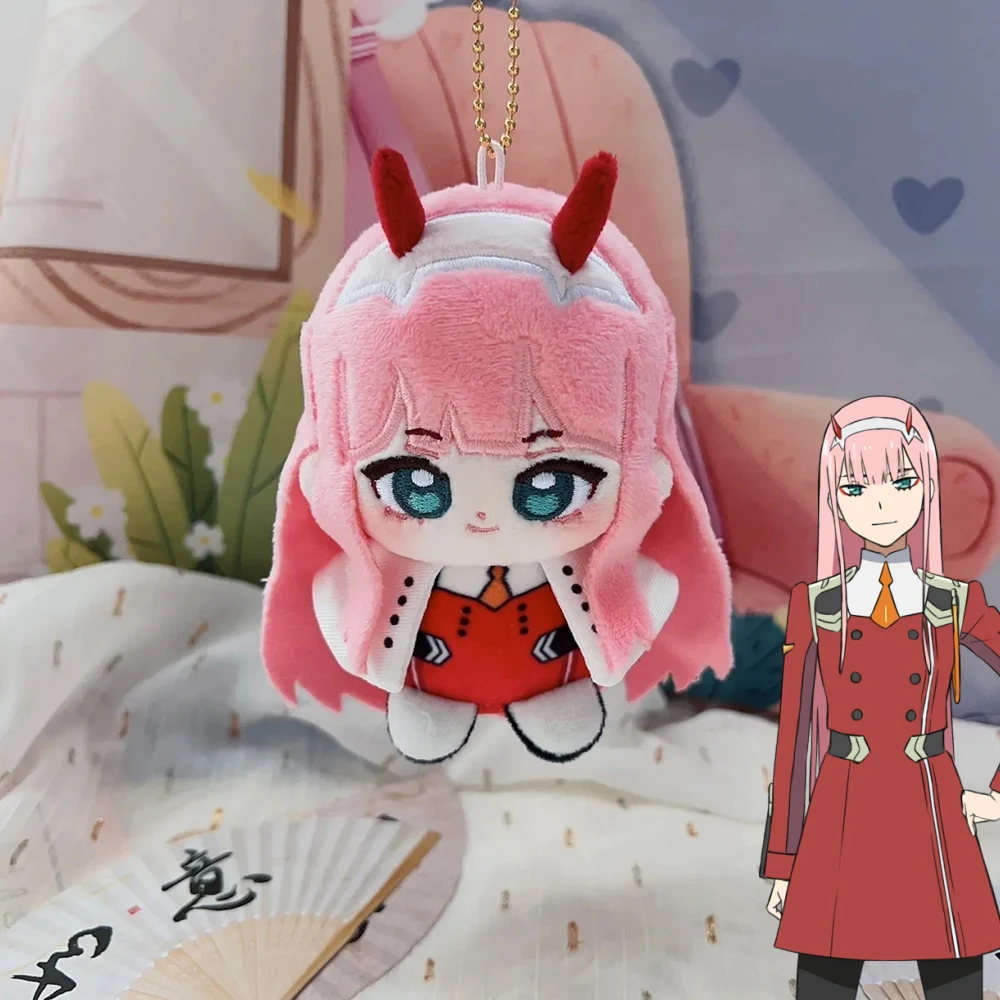 Anime DARLING In The FRANXX Zero Two Cosplay Keychain Cute Plush Cotton Doll Backpack Pendant Keyring Accessories