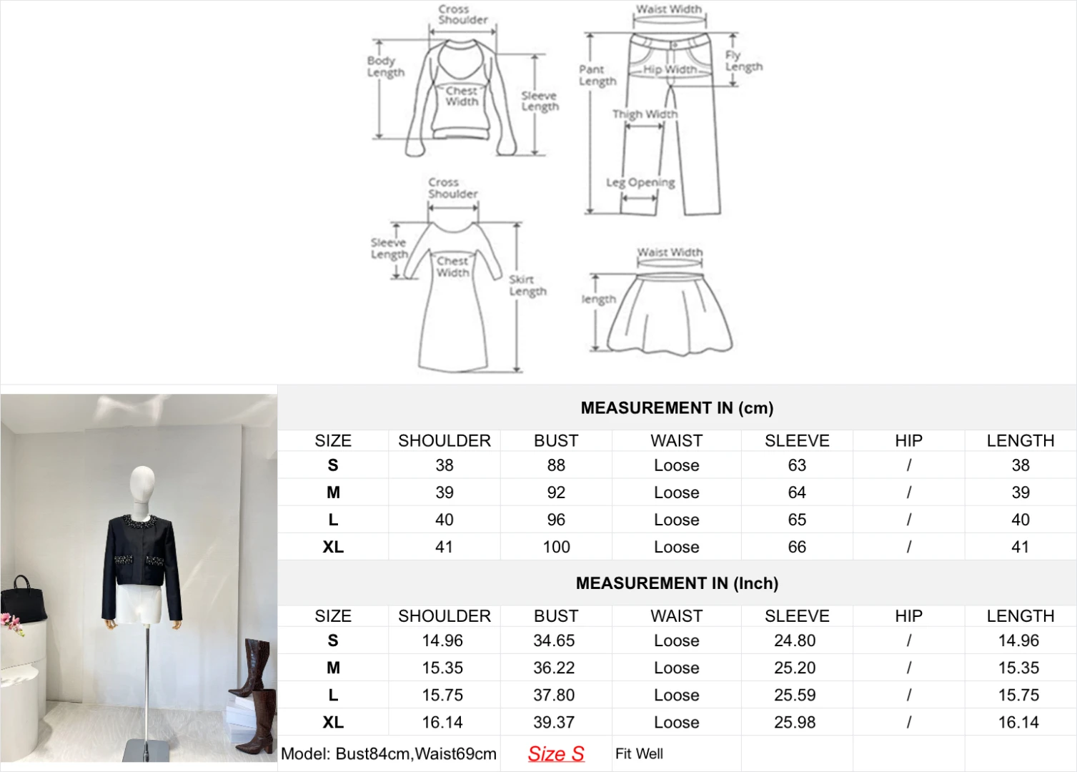 2025 New Beautiful Black Long Sleeve Diamonds Jacket Tops