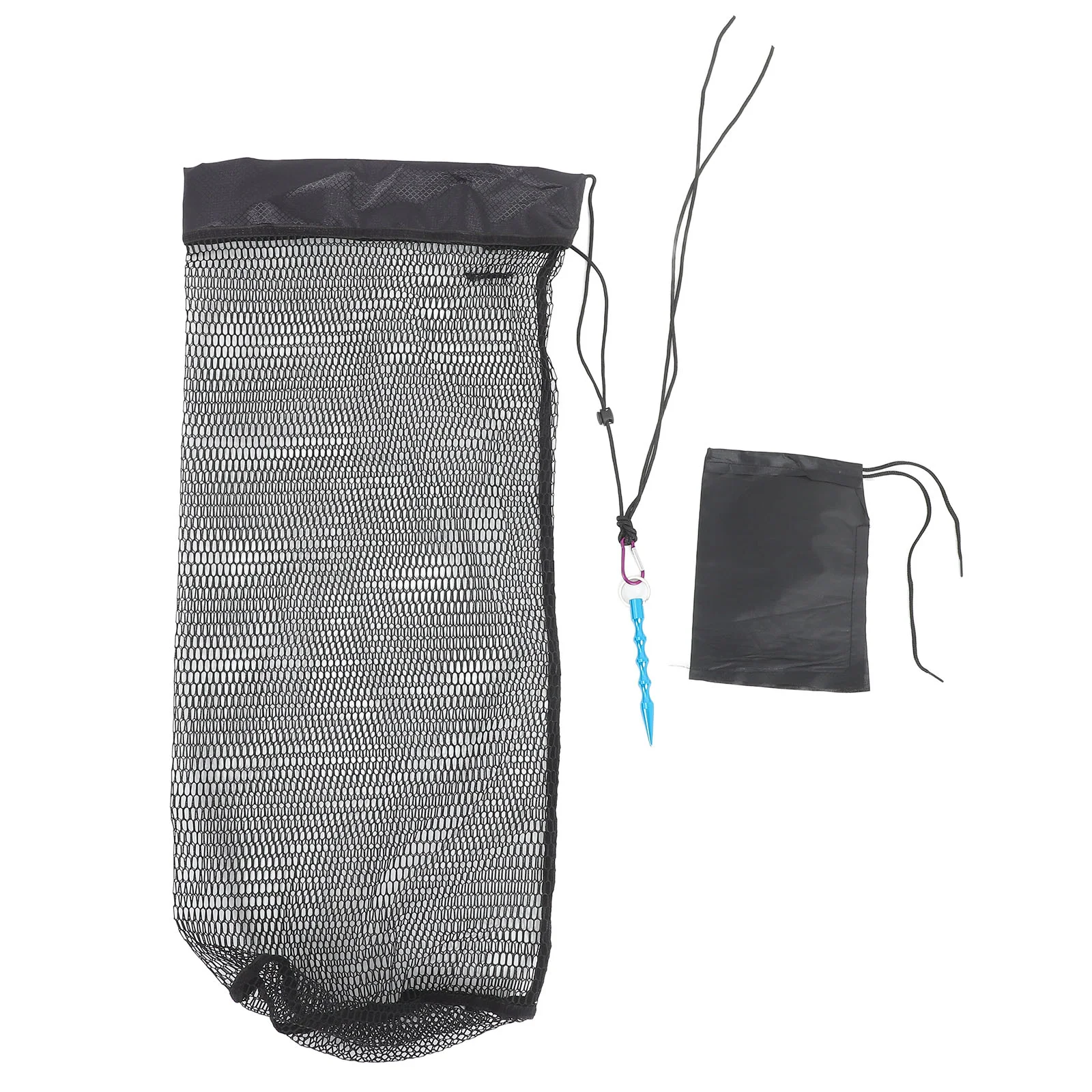 

1 Set Professional Fishing Net 40cm Wide 80cm Black Mouth Mesh Ground Nail Compact Lightweight Portable Net