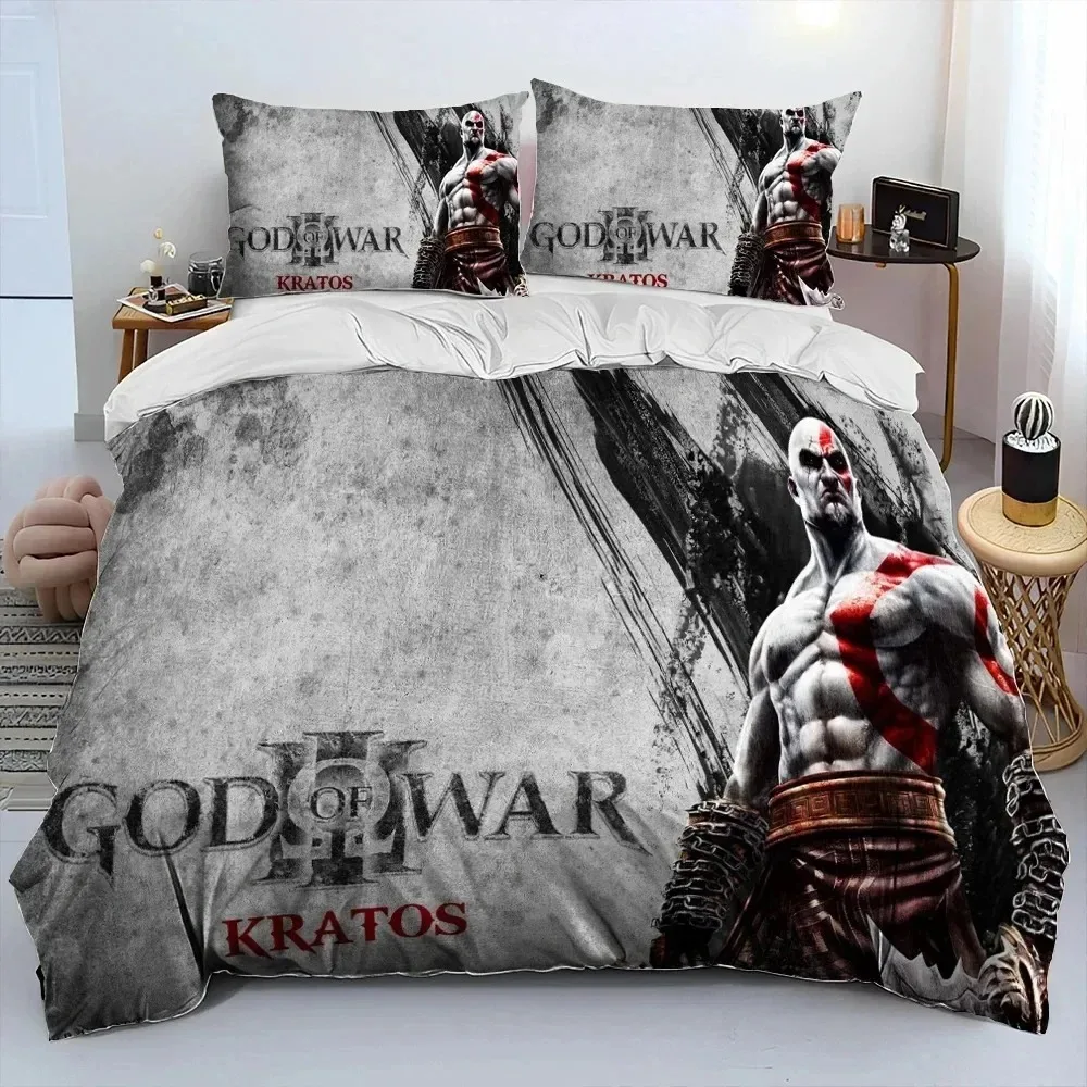 3D Print God of War Game Gamers Kratos Bedding Set Boys Girls Twin Queen King Size Duvet Cover Pillowcase Bed boys Adult