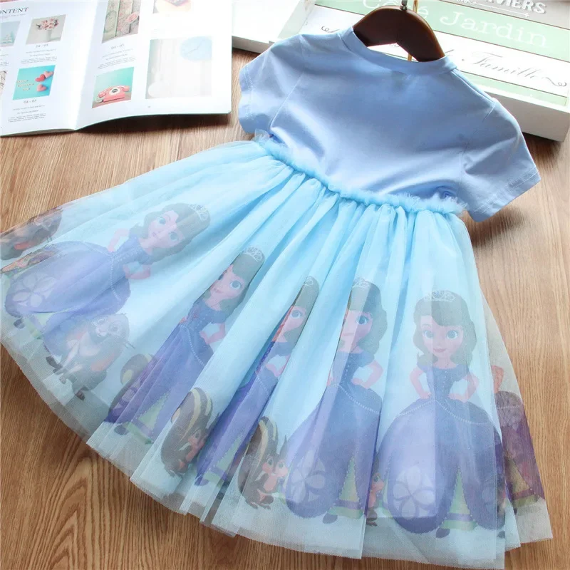 2024 New Summer Girls Clothes Sweet Sofia Princess Dresses manica corta Kids Dress Party Baby Dresses for Children abbigliamento 3-8Y