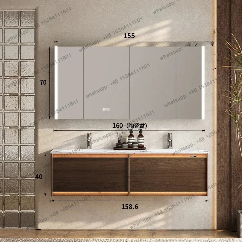 

Medieval oak paint bathroom cabinet wash station combination bathroom rock slab hot bending integration