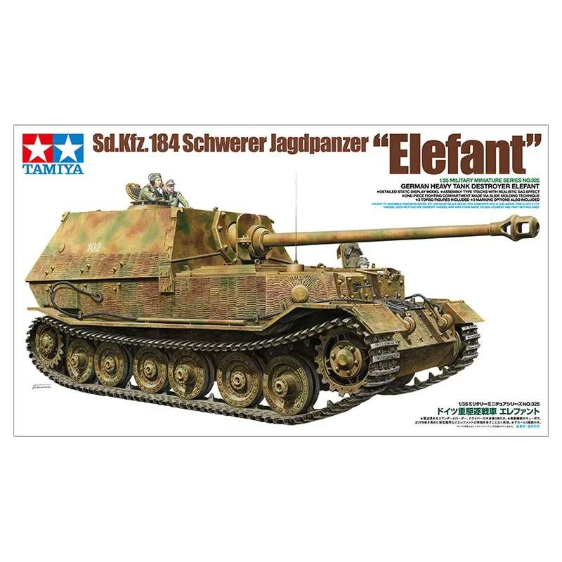 TAMIYA-Kit de modelo de tanque ensamblado 35325, Ferdinand Elephant, vehículo de combate pesado, 1/35