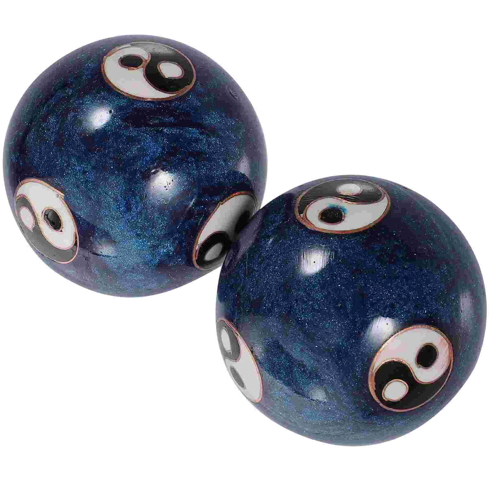 1 Set Enamel Chinese Tai Chi Pattern Balls Baoding Balls Exercise Massage Balls Stress Relieve Hand Exercise Therapy Ball