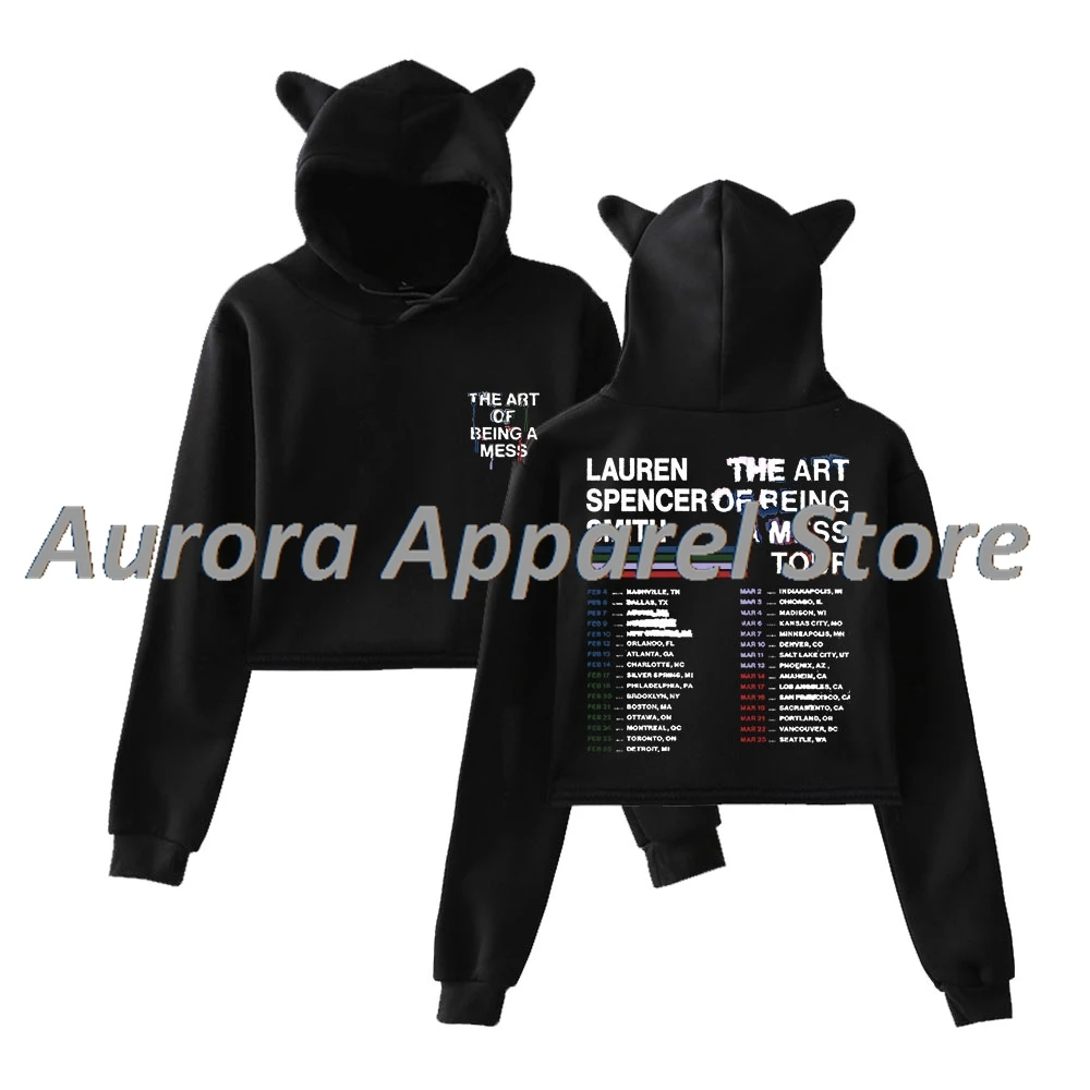 

Lauren Spencer Smith The Art Of Being A Mess Tour Merch пуловер женская толстовка с кошачьими ушками футболка с длинными рукавами
