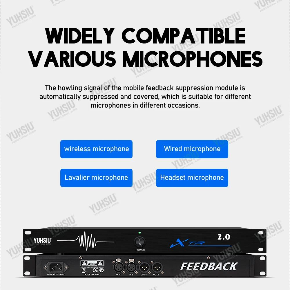 مدمرة ردود الفعل الاحترافية 6 في 6 خارج الأداء مرحلة المؤتمر التلقائي مكافحة عواء KTV ميكروفون تردد شيفتر