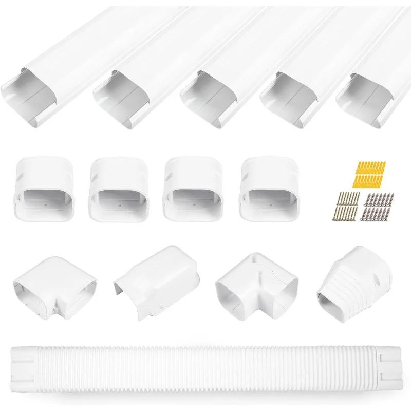 

10Ft Mini Split Line Set Cover 3" PVC Line Cover Kit for Mini Split and Central Air Conditioner & Heat Pump(White)