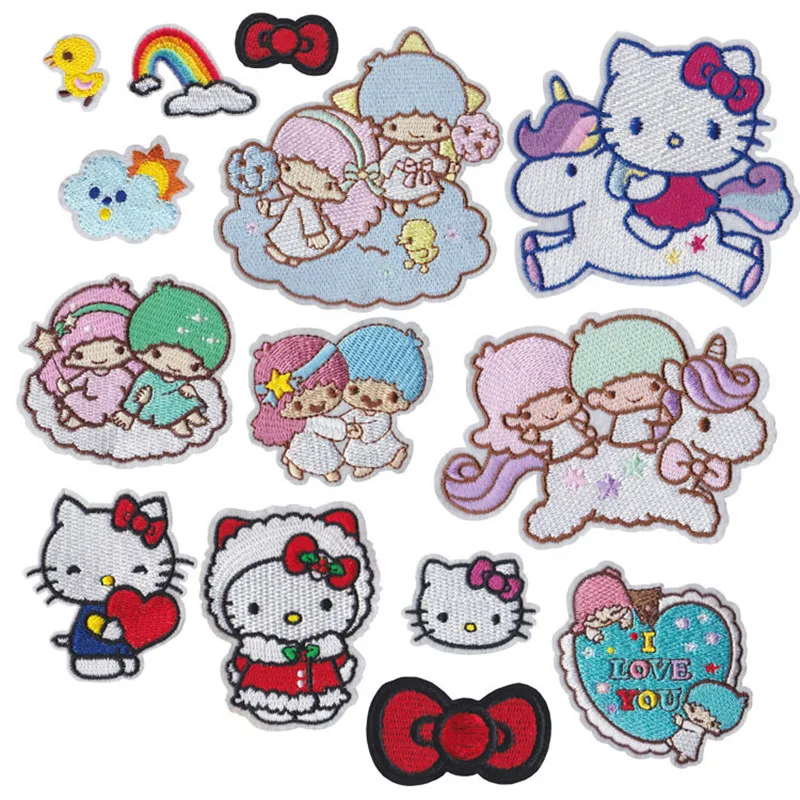 Miniso Cartoon pink cat Patches For Clothing Thermoadhesive Patches cute girl Patch Iron on Embroidery  Clothes Applique