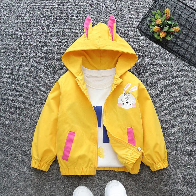 Children\'s Jackets Bunny Print Hooded Coat Kids Jackets for Girls Kids Winter Clothes for 1 To 6 Years Boys Clothes