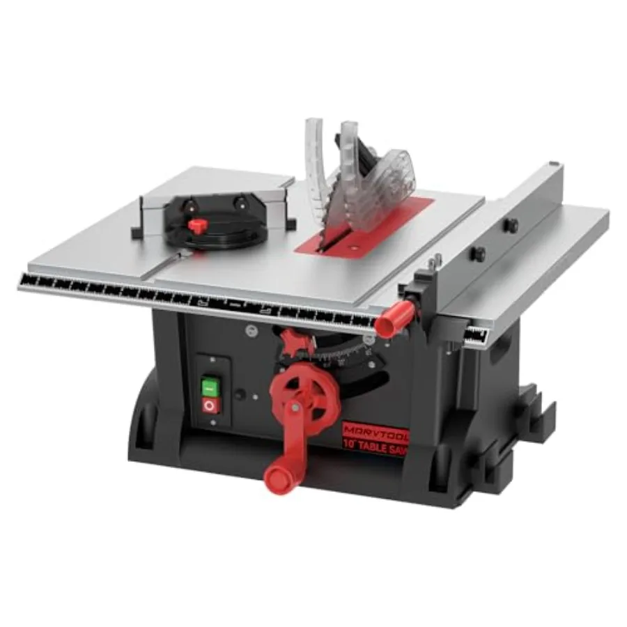 

4600RPM Portable Table Saw 10 inch 15Amp Tablesaw 90°Cross Cut and 0-45°Cutting Multifunctional Benchtop with 36T Blade for DIY