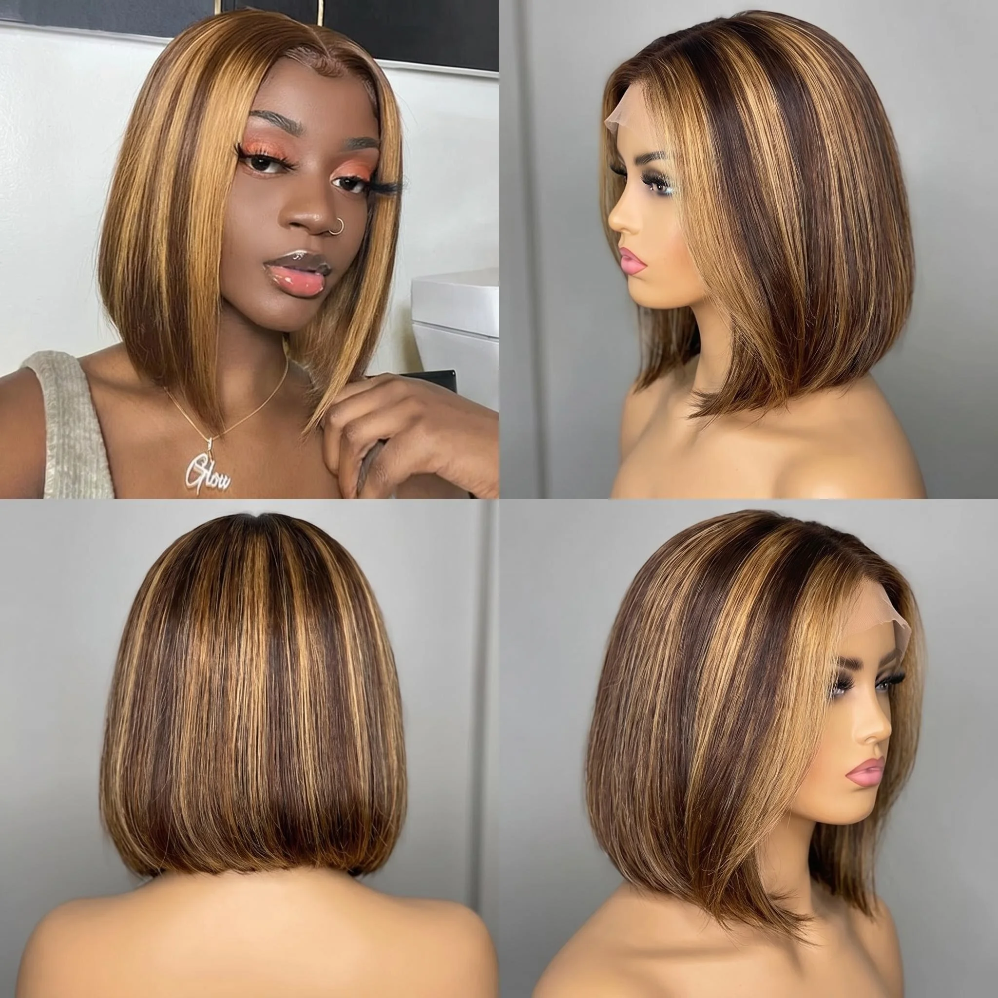 Gerade 180% Dichte Kurzer Bob – Pre Parted 13X4 Lace Front Bob Wig Bewertung und Preis