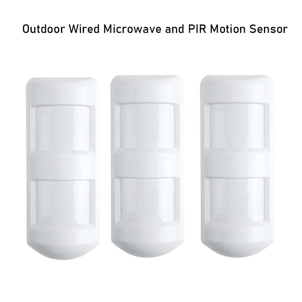 

3pcs/Lot 12-24V Outdoor Wired PIR Microwave Motion Sensor Pet Immune 25KG 100 Degrees 12 Meter Detecting Range Anti-tamper