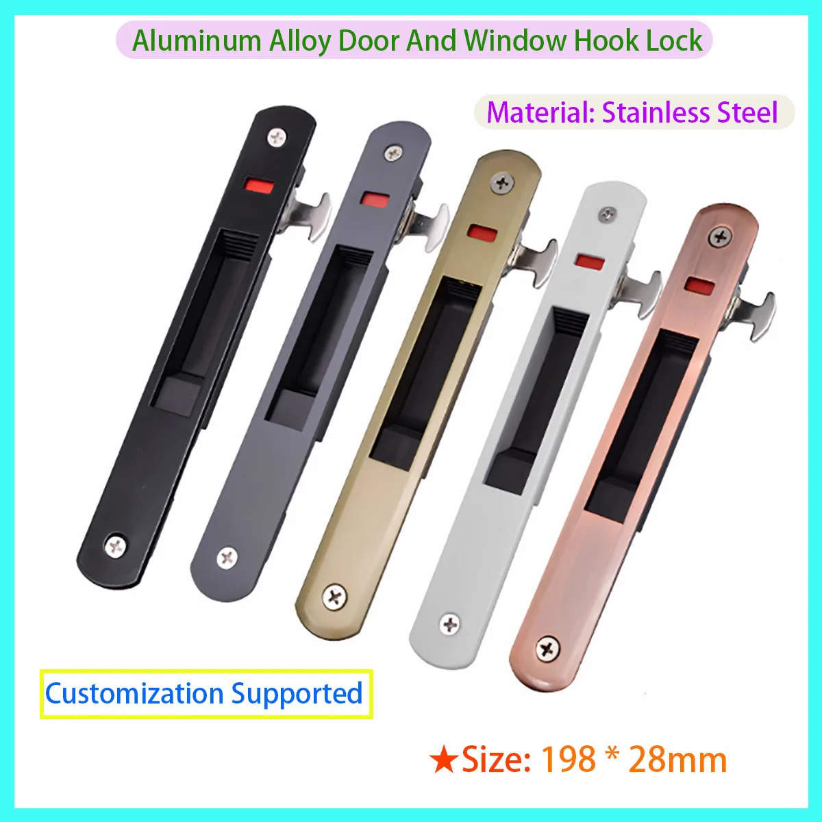 

Zinc Alloy Door Handle Lock, Durable Sliding Door, Invisible 90 Type Window Embedded Lock
