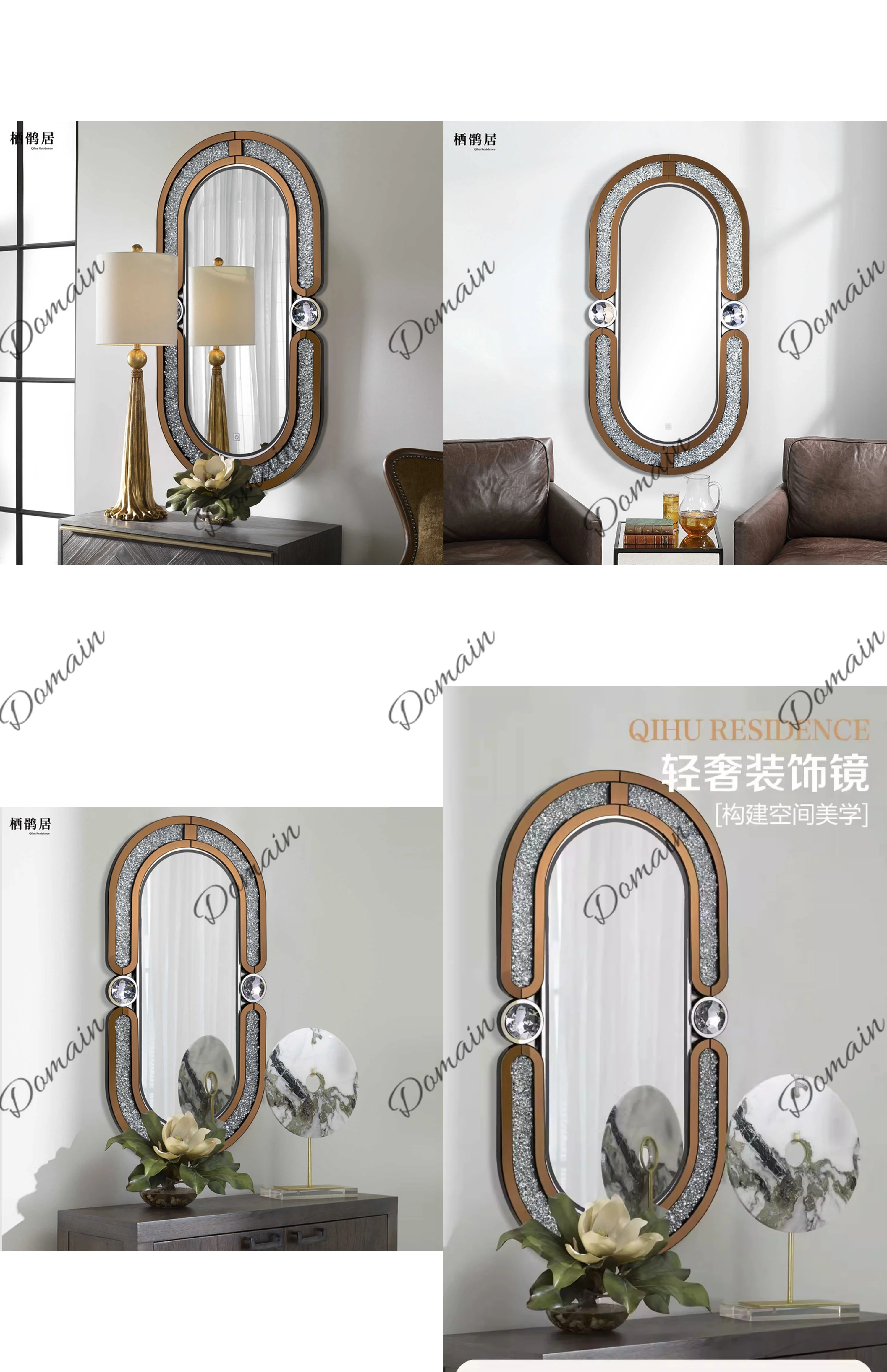 Compact Oval Half Body Mirror for Small Bathroom Dorm Room Rental Simple Minimalist Vanity Table Mirror